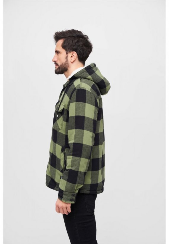 Čierno/olivová pánska bunda Brandit Lumberjacket Hooded