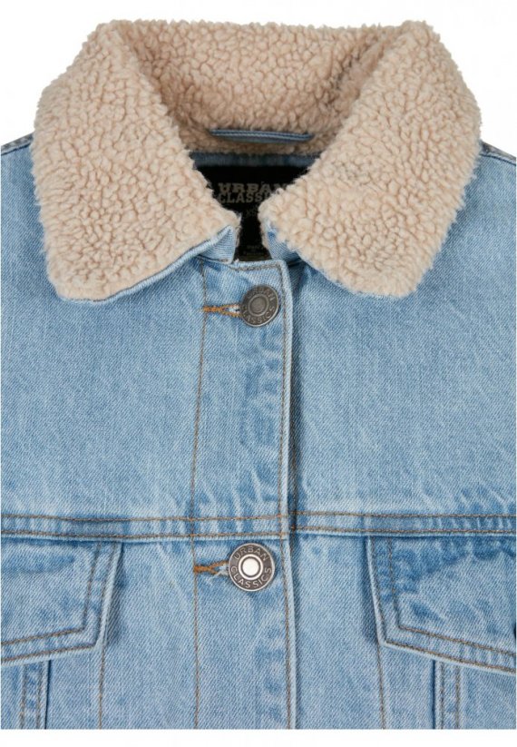 Ladies Oversized Sherpa Denim Jacket - clearblue bleached