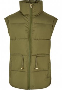 Ladies Waisted Puffer Vest - olive