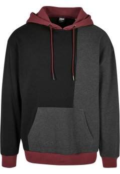 Oversized Color Block Hoody - black/charcoal