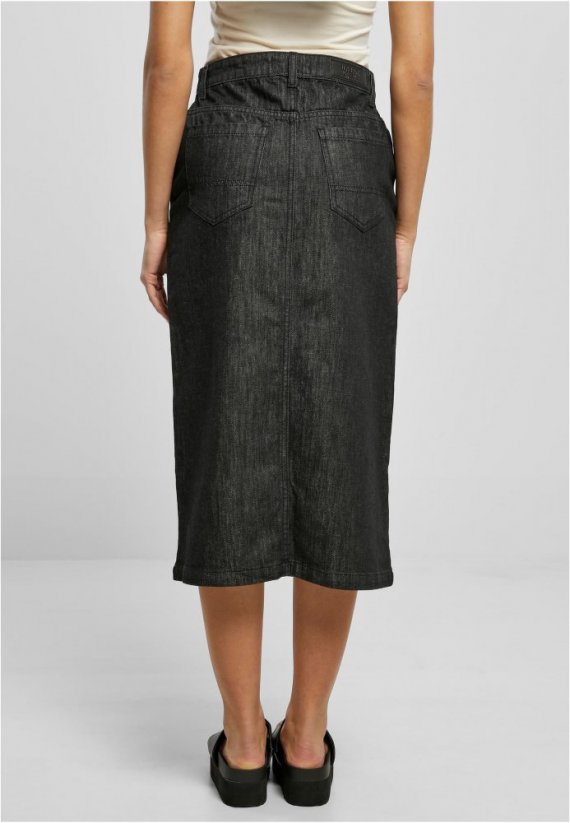 Ladies Midi Denim Skirt - black washed