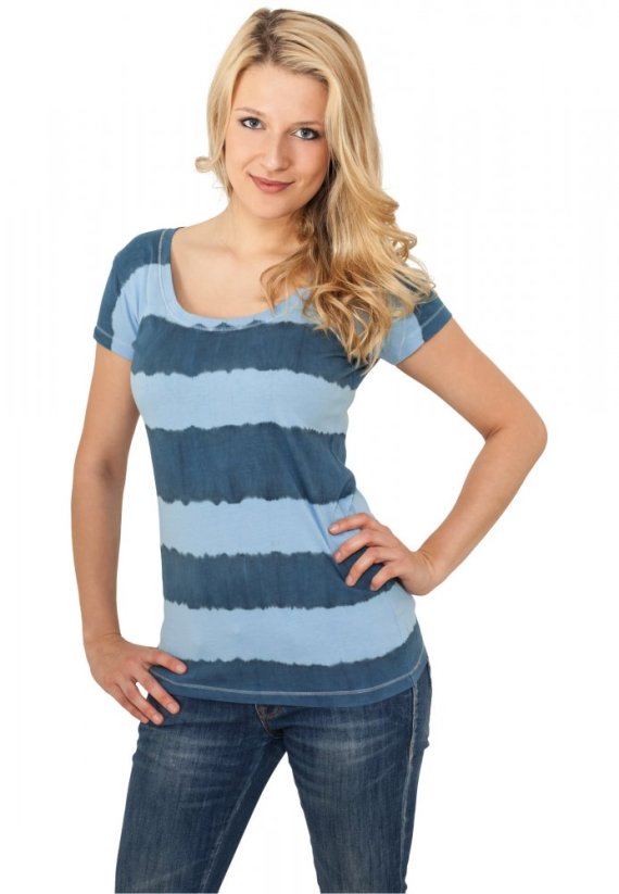 Tričko Ladies Dip Dye Stripe Tee - denimblue/skyblue