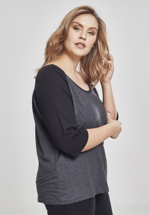 Tričko Urban Classics Ladies 3/4 Contrast Raglan Tee - charcoal/black