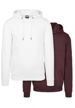 Basic Sweat Hoody 2-Pack - white+redwine