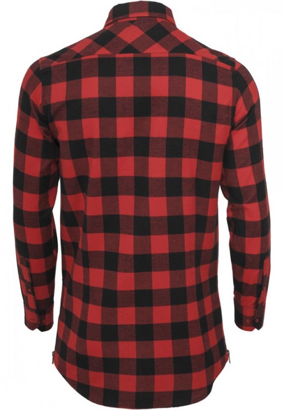 Pánska košeľa Urban Classics Side-Zip Long Checked Flanell Shirt - blk/red