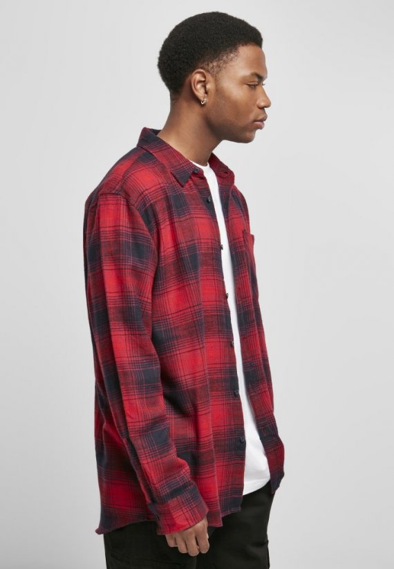 Červeno/černá pánská košile Urban Classics Oversized Checked Grunge Shirt