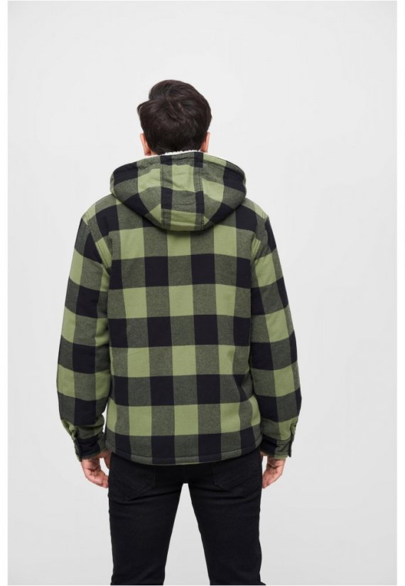 Čierno/olivová pánska bunda Brandit Lumberjacket Hooded
