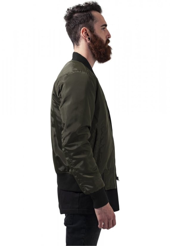 Pánska bomber bunda Urban Classics 2-Tone - tmavo olivová