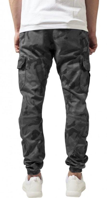 Šedé maskáčové pánské kalhoty Urban Classics Cargo Jogging camo