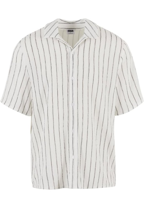 Striped Crinkle Resort Shirt offwhite/black 5XL - offwhite/black
