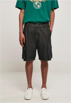 Organic Denim Cargo Shorts - black washed