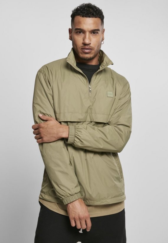 Stand Up Collar Pull Over Jacket - khaki