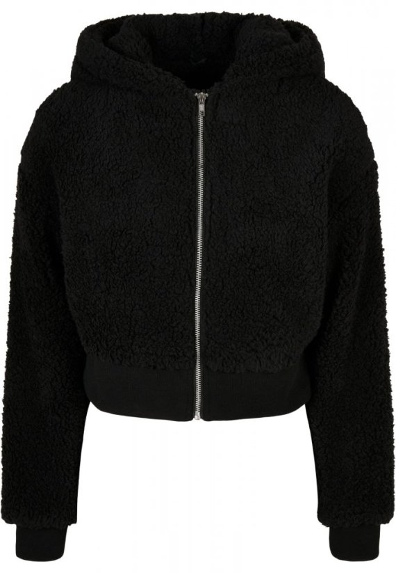Ladies Short Oversized Sherpa Jacket - black