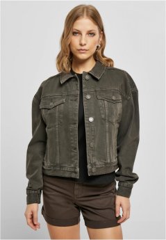 Ladies Oversized Colored Denim Jacket - brown
