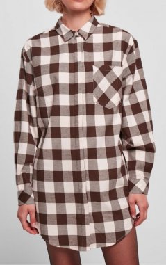 Dámska košeľa Urban Classics Ladies Oversized Check Flannel Shirt Dress - pink/brown