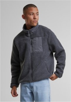 Teddy Jacket With Stand Up Collar black S - cloudgrey
