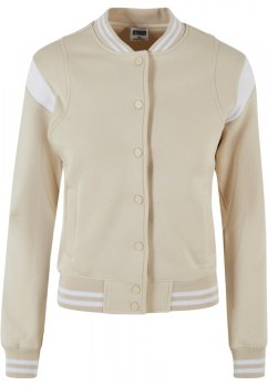 Ladies Inset College Sweat Jacket - softseagrass/white