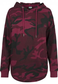 Urban Classics Ladies Oversized Camo Hoody - burgundy camo