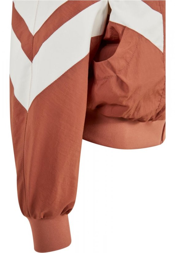 Ladies Crinkle Batwing Jacket - terracotta/whitesand