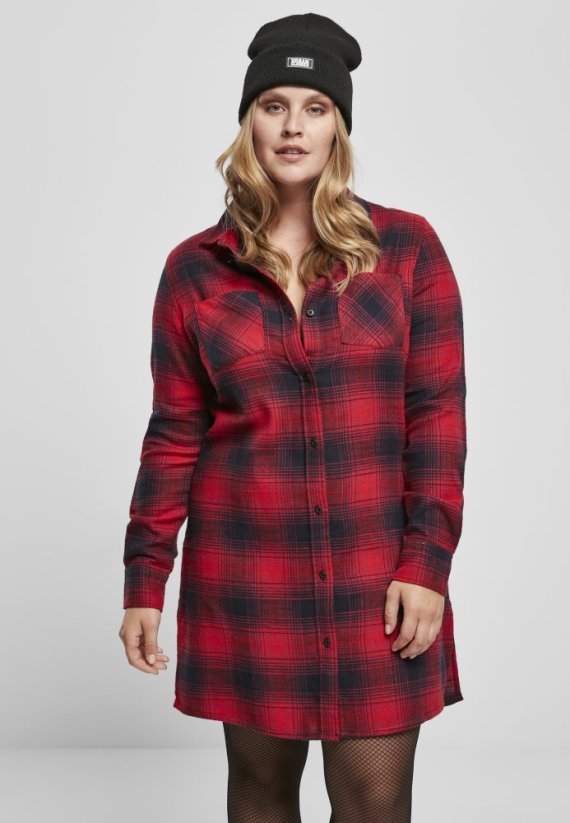 Dámská košile Urban Classics Check Shirt Dress - tmavě modrá/červená