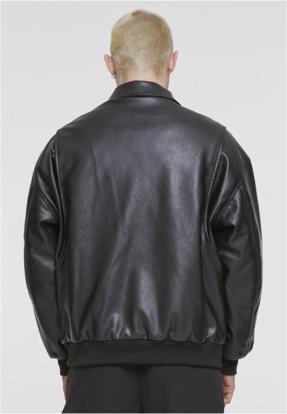Synthetic Leather Blouson black 5XL
