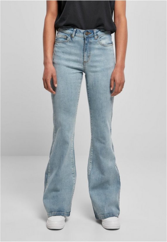Dámske jeansy Urban Classics Ladies High Waist Flared Denim Pants - tinted light blue washed