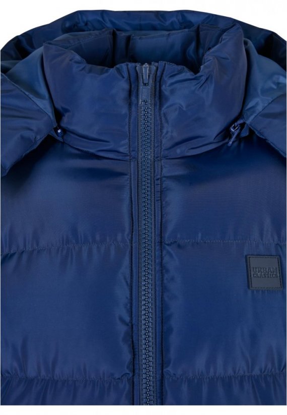 Modrá pánska zimná bunda Urban Classics Hooded Puffer Jacket