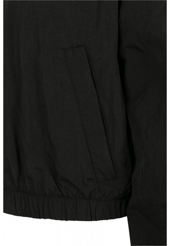 Ladies Short Striped Crinkle Track Jacket - blk/wht