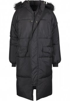 Damski płaszcz zimowy Urban Classics Oversize Faux Fur Puffer - czarny