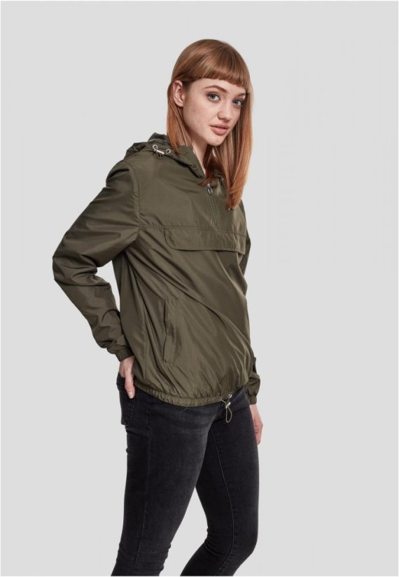 Tmavo olivová dámska jarná/jesenná bunda Urban Classics Ladies Basic Pullover