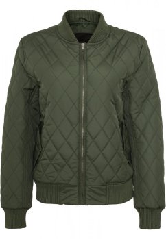 Dámská prošívaná bomber bunda Urban Classics Diamond Quilt Nylon - olivová