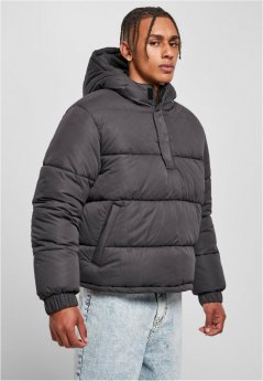 Čierna pánska zimná bunda Urban Classics Hooded Cropped Pull Over