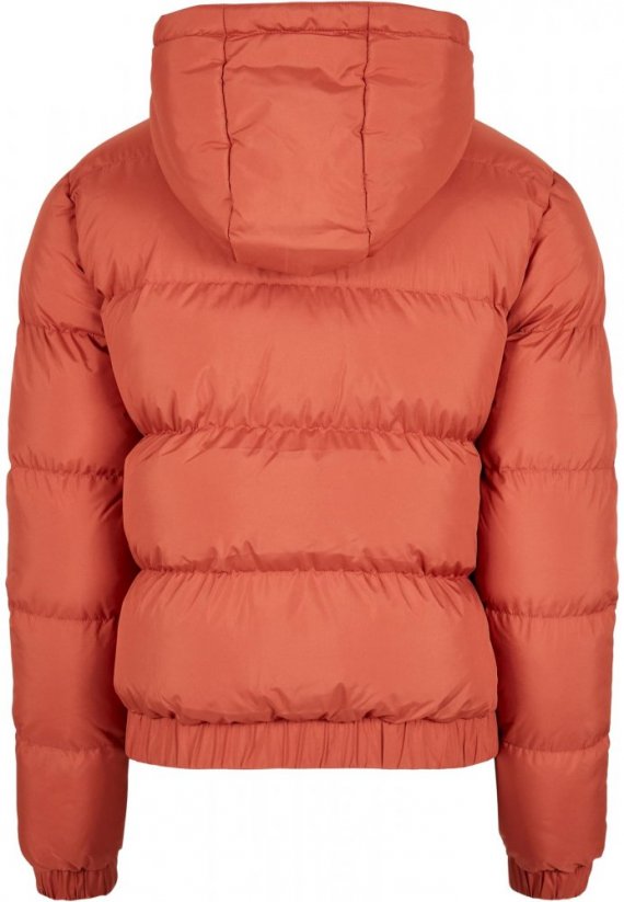 Cihlově červená dámská zimní bunda Urban Classics Ladies Hooded Puffer Jacket