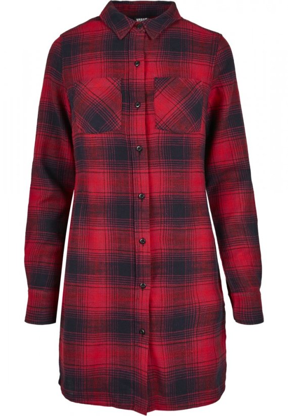 Dámská košile Urban Classics Check Shirt Dress - tmavě modrá/červená