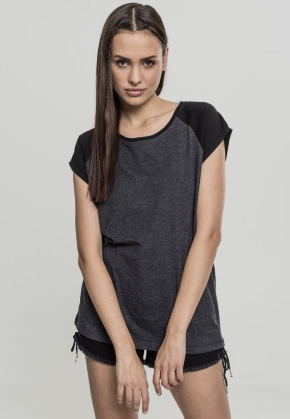 Tričko Urban Classics Ladies Contrast Raglan Tee - charcoal/black