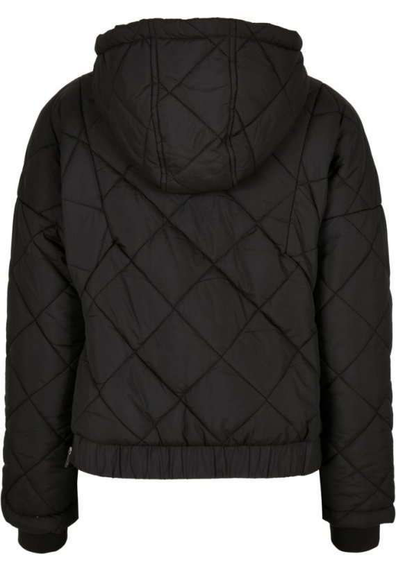 Ladies Oversized Diamond Quilted Pull Over Jacket - black