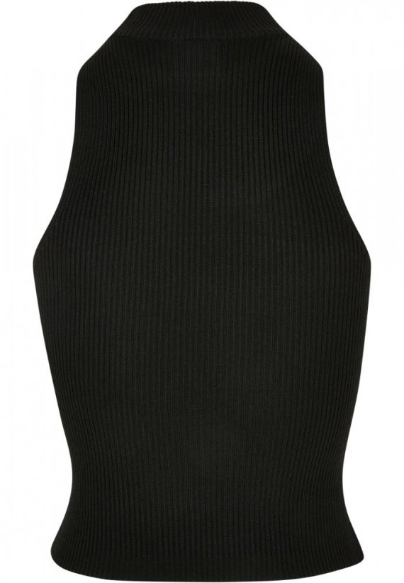Ladies Short Rib Knit Turtleneck Top - black
