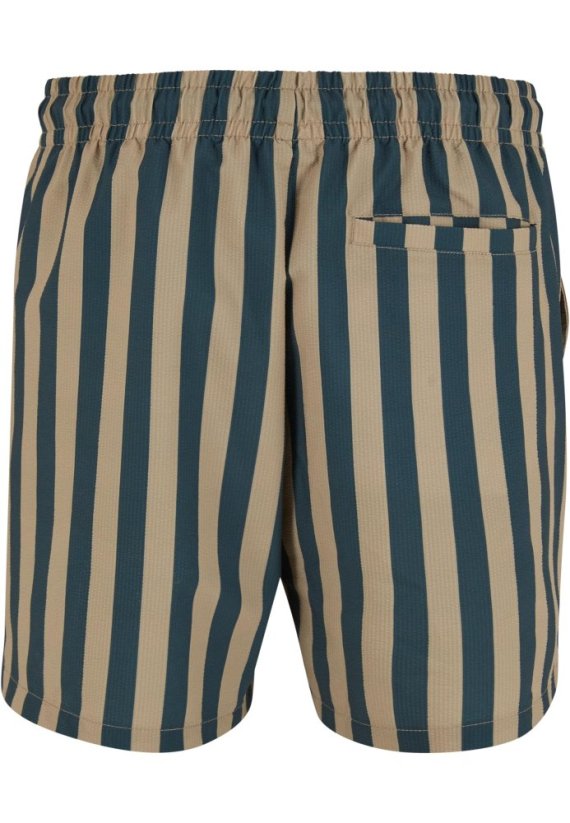 Striped Seersucker Swim Shorts black/offwhite XL - bottlegreen/unionbeige
