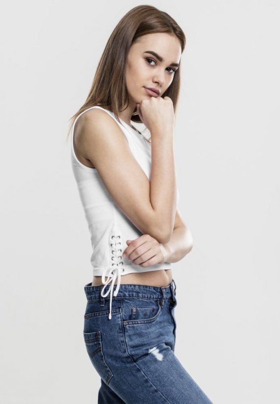 Tílko Urban Classics Ladies Lace Up Cropped Top - white