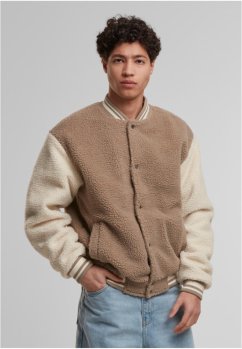 Teddy College Jacket darktaupe L - darktaupe