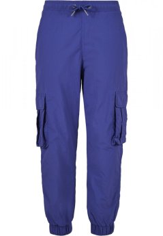 Ladies High Waist Crinkle Nylon Cargo Pants - bluepurple