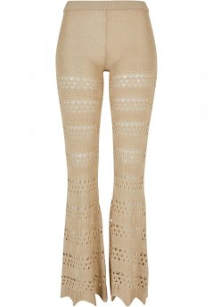 Dámské kalhoty Urban Classics Flared Crochet Knit Leggings softseagrass