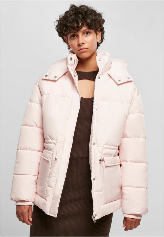 Ladies Waisted Puffer Jacket - pink