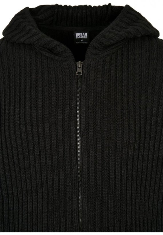 Knitted Zip Hoody - black