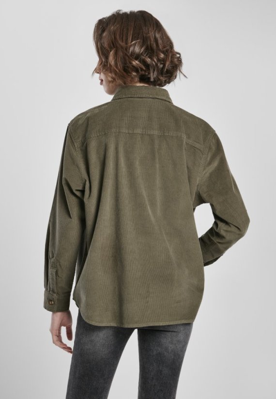 Dámska košeľa Urban Classics Corduroy Oversized Shirt - olive