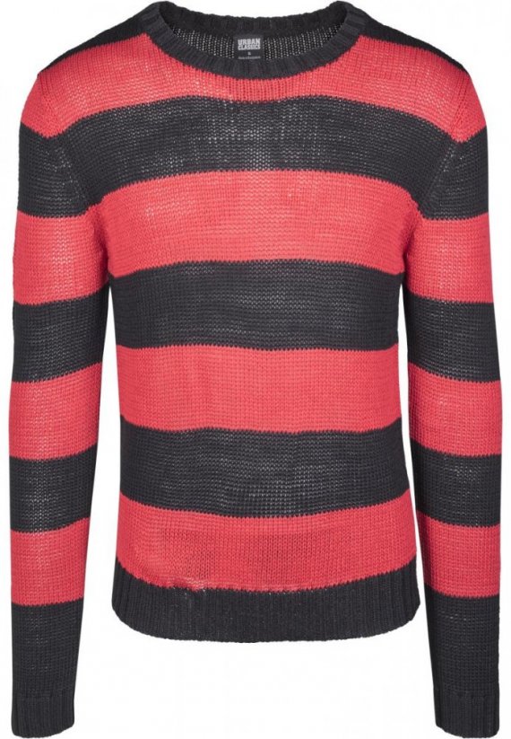 Svetr Striped Sweater - blk/firered