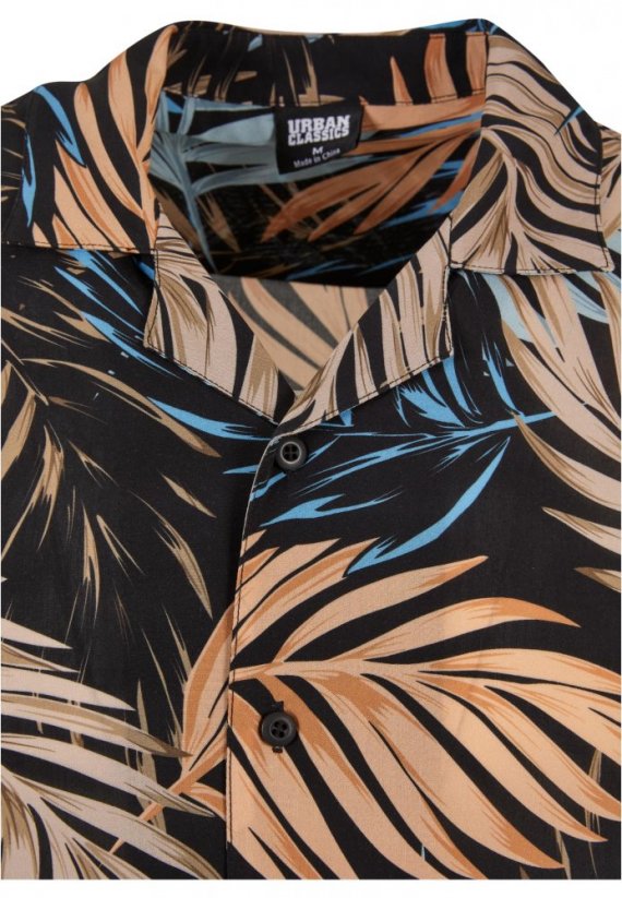 Koszula męska Urban Classics Viscose AOP Resort Shirt - liście palmowe