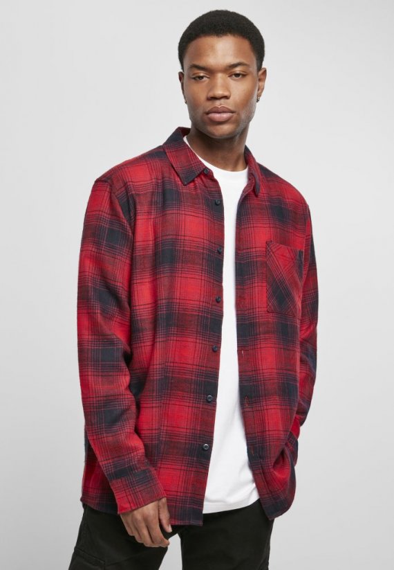 Červeno/čierna pánska košeľa Urban Classics Oversized Checked Grunge Shirt