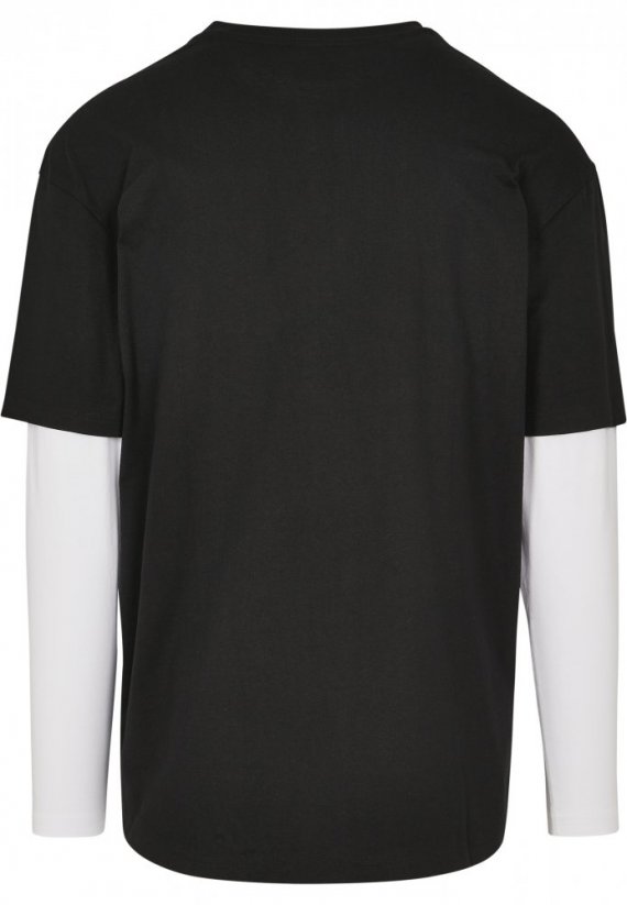 Pánske tričko Urban Classics Oversized Shaped Double Layer LS - čierne, biele
