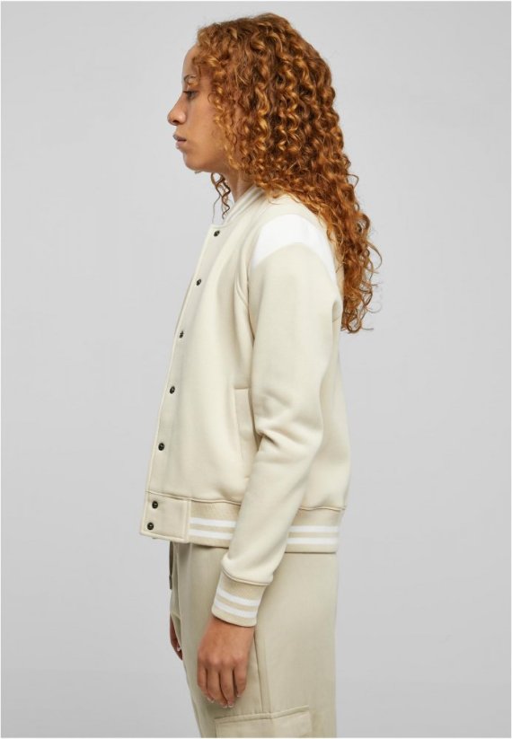 Ladies Inset College Sweat Jacket - softseagrass/white